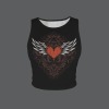 Women's Heart Wings Round Neck Crop Tank Tops Custom Individualized Women's Round Neck Crop Tank Tops