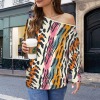 Women's Leopard Print Casual Long Batwing Sleeve Off Shoulder Sweater Custom Personalized Casual Long Batwing Sleeve Off Shoulder Sweater