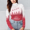 Women's Christmas Theme Turtleneck Slim Long Sleeve T-Shirt Custom Personalized Women's Turtleneck Slim Long Sleeve T-Shirt