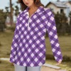 Women's Plaid Lapel Half Zip Long Sleeve T-Shirt Custom Personalized Women's Lapel Half Zip Long Sleeve T-Shirt