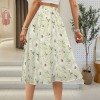 Women's Daisy Print Elastic Waist Pocket Maxi Skirt Custom Personalized Women's Elastic Waist Pocket Maxi Skirt