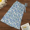 Women's Tropical Print Knotted Long Swimwear Cover up Custom Personalized Women's Long Knot Side Cover Up