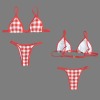 Women's Plaid V Neck Triangle Bikini Top & Low Rise String Thong Set Custom Personalized V Neck Triangle Bikini Top & Low Rise String Thong Set