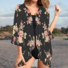 Women's Floral Print Kimono Chiffon Cover Up Custom Personalized Women's Kimono Chiffon Cover Up