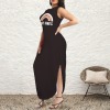 Women's Letter Rainbow Round Neck Sundress Pocket Maxi Dress Custom Specialized Round Neck Sundress Pocket Maxi Dress