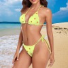Women's Floral Print Halter String Bikini Set Custom Individualized Women's Halter String Bikini Set