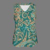 Women's Paisley V-Neck Sleeveless Tank Tops Custom Individualized Women's V-Neck Sleeveless Tank Tops