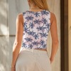 Women's Tropical Print Round Neck Crop Tank Tops Custom Individualized Women's Round Neck Crop Tank Tops