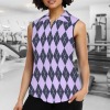 Women's Rhombic Sleeveless Polo Shirts Zip Up Sports Tank Tops Custom Specialized Sleeveless Polo Shirts Zip Up Sports Tank Tops