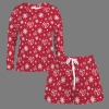 圣诞-004 Custom Specialized Women's Long Sleeve&Tether Shorts Pocket Pajama Sets