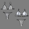 Women's Zebra Print V Neck Triangle Bikini Top & Low Rise String Thong Set Custom Personalized V Neck Triangle Bikini Top & Low Rise String Thong Set