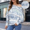 Women's Winter Theme Casual Long Batwing Sleeve Off Shoulder Sweater Custom Personalized Casual Long Batwing Sleeve Off Shoulder Sweater