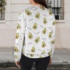 Women's Avocado Print Casual Long Sleeve Zip-Up Bomber Jacket Custom Personalized Casual Long Sleeve Zip-Up Bomber Jacket