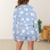 Women's Star Dog Footprint Long Sleeve&Tether Shorts Pocket Pajama Sets Custom Specialized Women's Long Sleeve&Tether Shorts Pocket Pajama Sets
