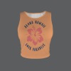 Women's Floral Print Letter Round Neck Crop Tank Tops Custom Individualized Women's Round Neck Crop Tank Tops