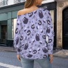Women's Halloween Theme Casual Long Batwing Sleeve Off Shoulder Sweater Custom Personalized Casual Long Batwing Sleeve Off Shoulder Sweater