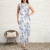 Women's Floral Print Round Neck Sundress Pocket Maxi Dress Custom Specialized Round Neck Sundress Pocket Maxi Dress