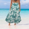 Women's Leaves Print Knotted Long Swimwear Cover up Custom Personalized Women's Long Knot Side Cover Up