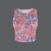Women's Tropical Print Round Neck Crop Tank Tops Custom Individualized Women's Round Neck Crop Tank Tops