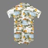 Women's Tropical Print Side Pocket Lapel Button Shirt Dress Custom Personalized Side Pocket Lapel Button Shirt Dress