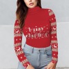 Women's Christmas Theme Turtleneck Slim Long Sleeve T-Shirt Custom Personalized Women's Turtleneck Slim Long Sleeve T-Shirt