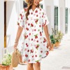 Women's Cherry Print Side Pocket Lapel Button Shirt Dress Custom Personalized Side Pocket Lapel Button Shirt Dress