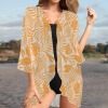 Women's Tropical Print Kimono Chiffon Cover Up Custom Personalized Women's Kimono Chiffon Cover Up