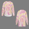 Women's Tie Dye Button V Neck Long Sleeve Blouses Custom Personalized Women's Button V Neck Long Sleeve Blouses