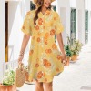 Women's Fruit Print Side Pocket Lapel Button Shirt Dress Custom Personalized Side Pocket Lapel Button Shirt Dress