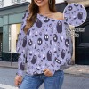 Women's Halloween Theme Casual Long Batwing Sleeve Off Shoulder Sweater Custom Personalized Casual Long Batwing Sleeve Off Shoulder Sweater