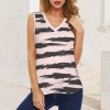 Women's Striped V-Neck Sleeveless Tank Tops Custom Individualized Women's V-Neck Sleeveless Tank Tops