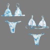 Women's Tie Dye Print V Neck Triangle Bikini Top & Low Rise String Thong Set Custom Personalized V Neck Triangle Bikini Top & Low Rise String Thong Set