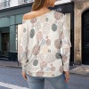 Women's Geometric Ball Casual Long Batwing Sleeve Off Shoulder Sweater Custom Personalized Casual Long Batwing Sleeve Off Shoulder Sweater