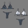 Women's Floral Print V Neck Triangle Bikini Top & Low Rise String Thong Set Custom Personalized V Neck Triangle Bikini Top & Low Rise String Thong Set