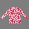 Women's Lip Print Lapel Half Zip Long Sleeve T-Shirt Custom Personalized Women's Lapel Half Zip Long Sleeve T-Shirt
