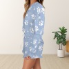 Women's Star Dog Footprint Long Sleeve&Tether Shorts Pocket Pajama Sets Custom Specialized Women's Long Sleeve&Tether Shorts Pocket Pajama Sets