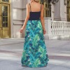 Women's Tropical Print Spaghetti Strap V Neck Split Maxi Dress Custom Personalized Women's Spaghetti Strap V Neck Split Maxi Dress