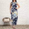 Women's Floral Print Round Neck Sundress Pocket Maxi Dress Custom Specialized Round Neck Sundress Pocket Maxi Dress