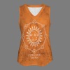Women's Abstract Sun Moon V-Neck Sleeveless Tank Tops Custom Individualized Women's V-Neck Sleeveless Tank Tops