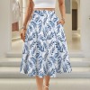 Women's Leaves Print Elastic Waist Pocket Maxi Skirt Custom Personalized Women's Elastic Waist Pocket Maxi Skirt