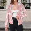 Women's Cartoon Cat Casual Long Sleeve Zip-Up Bomber Jacket Custom Personalized Casual Long Sleeve Zip-Up Bomber Jacket
