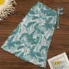 Women's Leaves Print Knotted Long Swimwear Cover up Custom Personalized Women's Long Knot Side Cover Up