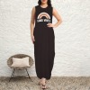 Women's Letter Rainbow Round Neck Sundress Pocket Maxi Dress Custom Specialized Round Neck Sundress Pocket Maxi Dress