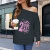 Women's New Year Theme Casual Long Batwing Sleeve Off Shoulder Sweater Custom Personalized Casual Long Batwing Sleeve Off Shoulder Sweater