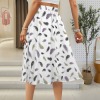 Women's Feather Print Elastic Waist Pocket Maxi Skirt Custom Personalized Women's Elastic Waist Pocket Maxi Skirt