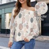 Women's Geometric Ball Casual Long Batwing Sleeve Off Shoulder Sweater Custom Personalized Casual Long Batwing Sleeve Off Shoulder Sweater