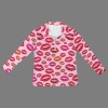 Women's Lip Print Lapel Half Zip Long Sleeve T-Shirt Custom Personalized Women's Lapel Half Zip Long Sleeve T-Shirt