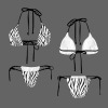 Women's Zebra Print Halter String Bikini Set Custom Individualized Women's Halter String Bikini Set