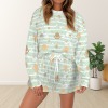 Women's Striped Dog Footprint Long Sleeve&Tether Shorts Pocket Pajama Sets Custom Specialized Women's Long Sleeve&Tether Shorts Pocket Pajama Sets