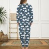 Women's Cartoon Cat Leg Binding Pocket Long Pajama Sets Custom Individualized Women's Leg Binding Pocket Long Pajama Sets